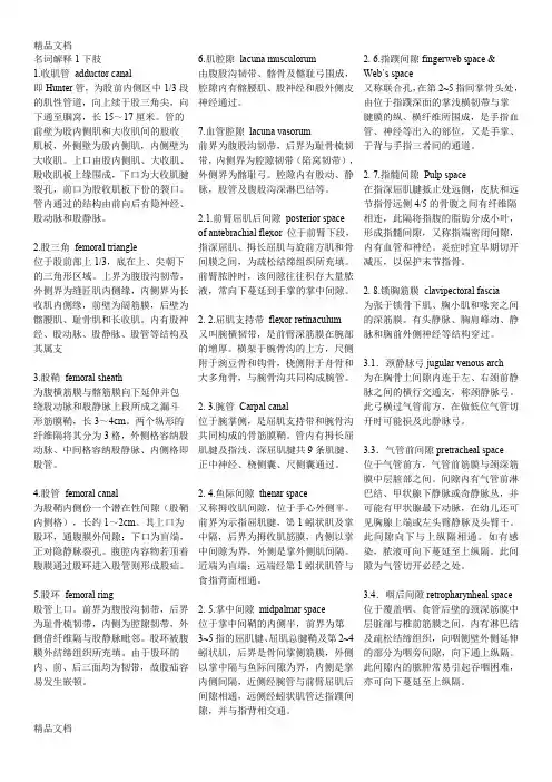 最新重庆医科大学-局部解剖学-期末复习