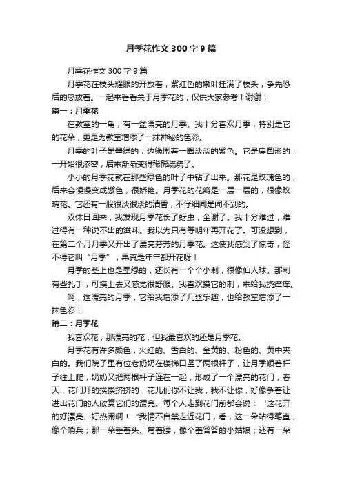月季花作文300字9篇