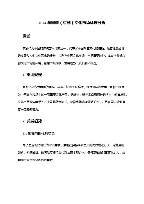 2024年国粹(京剧)文化市场环境分析