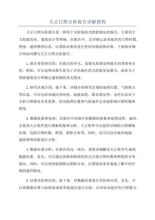 天正日照分析报告详解教程