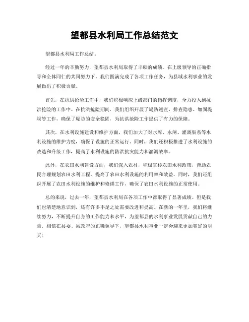 望都县水利局工作总结范文