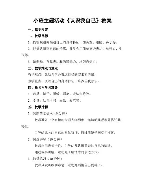 小班主题活动《认识我自己》教案