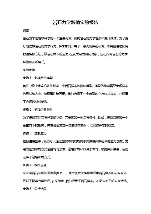 岩石力学数值实验报告