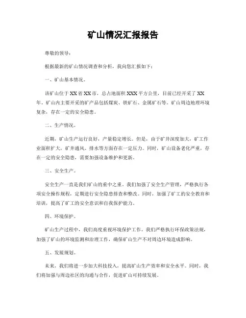 矿山情况汇报报告