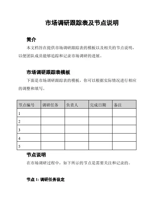 市场调研跟踪表及节点说明