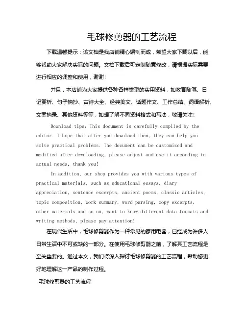毛球修剪器的工艺流程