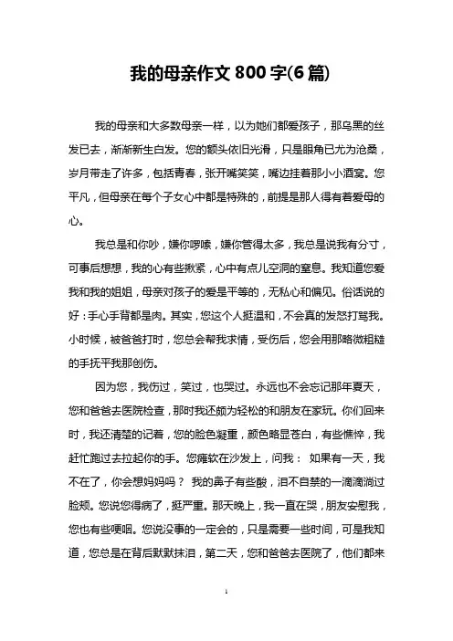 我的母亲作文800字(6篇)