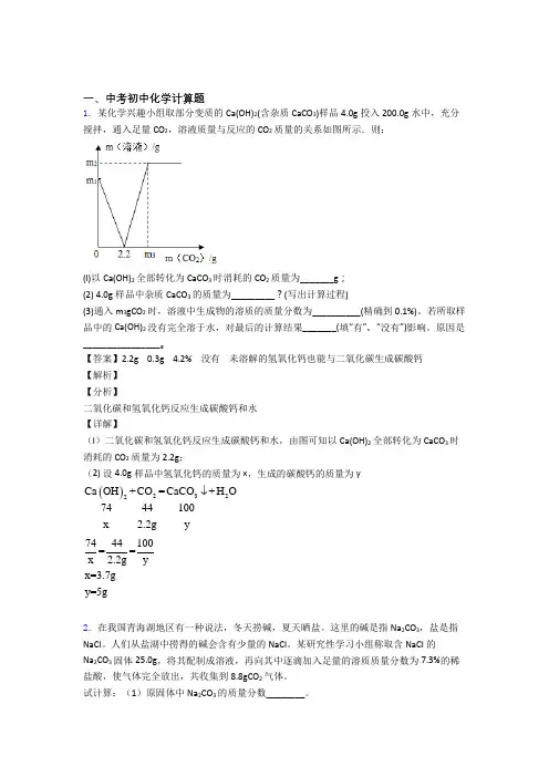 中考化学 计算题 培优易错试卷练习(含答案)附详细答案