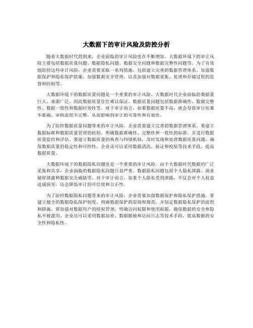 大数据下的审计风险及防控分析