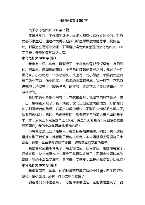 关于小乌龟作文500字7篇