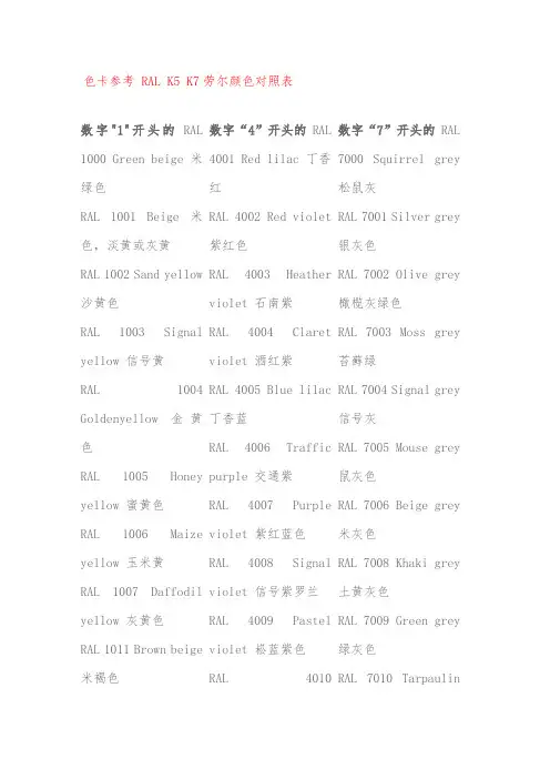 色卡参考_RAL_K5_K7劳尔颜色对照表 (2)