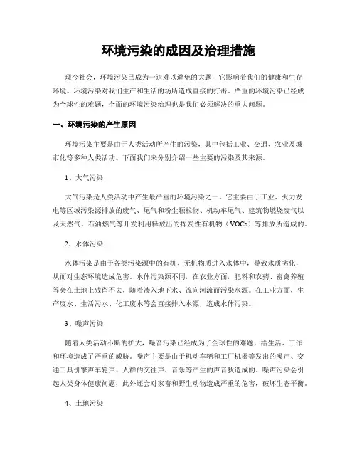 环境污染的成因及治理措施