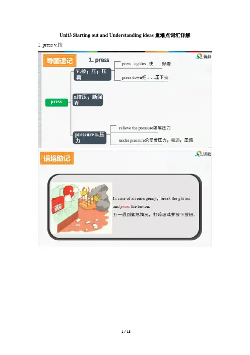 外研版高一必修第三册2019版Unit3_Start_out_and_U_ideas重难点词汇详解