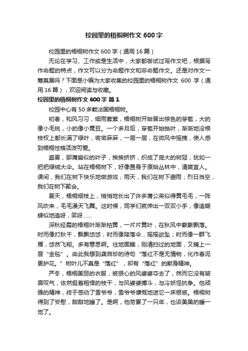 校园里的梧桐树作文600字