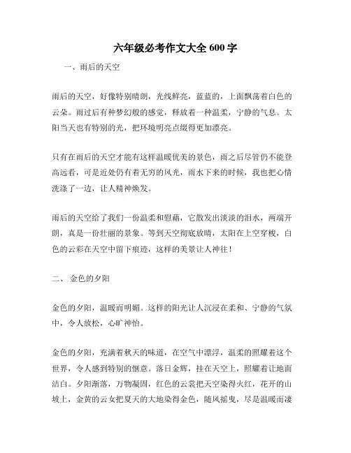 六年级必考作文大全600字