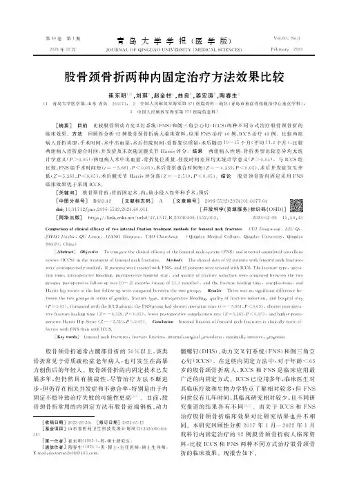 股骨颈骨折两种内固定治疗方法效果比较