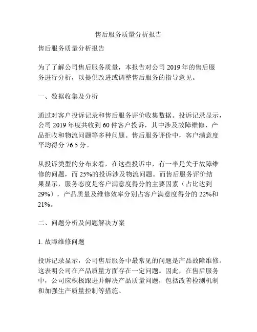 售后服务质量分析报告