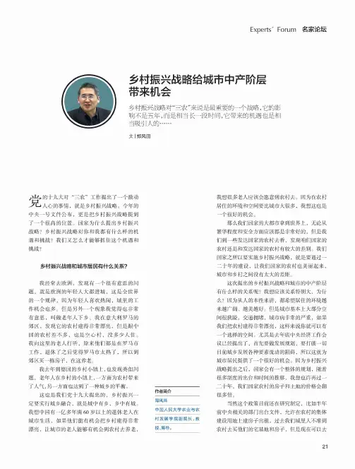 乡村振兴战略给城市中产阶层带来机会