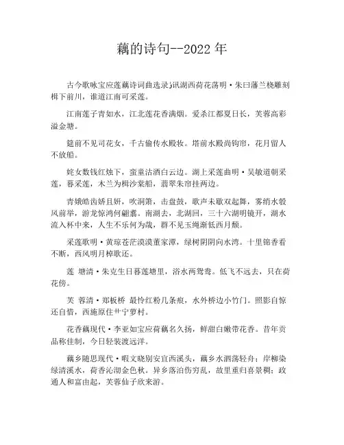 藕的诗句2022年