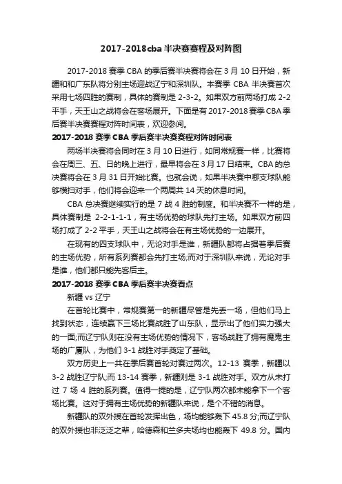 2017-2018cba半决赛赛程及对阵图