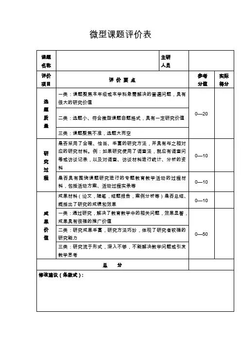 微型课评价标准