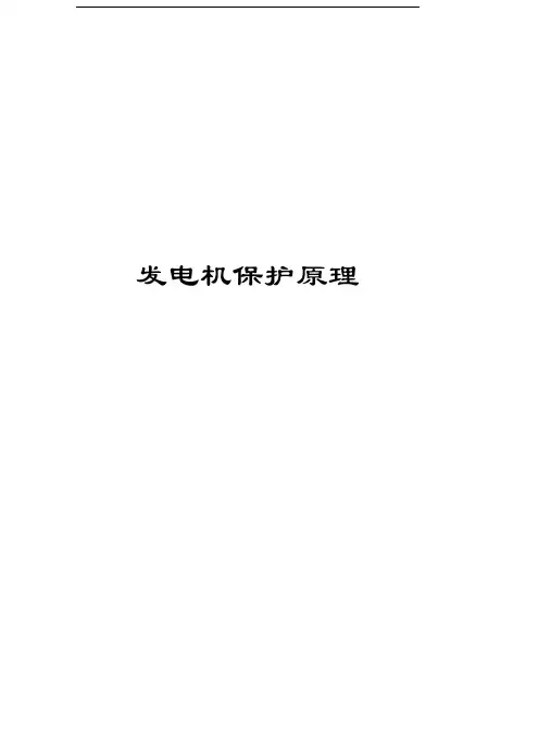 发电机保护原理资料讲解
