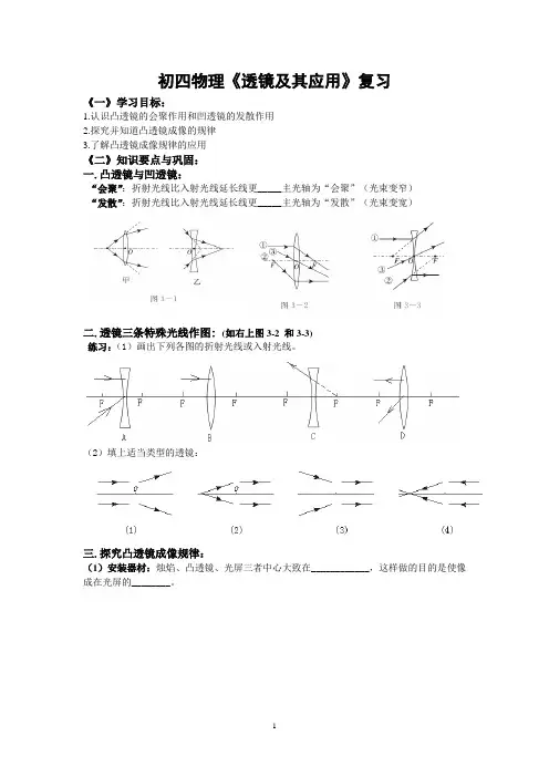 市级优质课!物理中考复习《透镜及其应用》复习导案