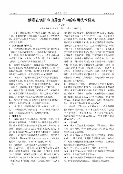 滴灌在饶阳麻山药生产中的应用技术要点