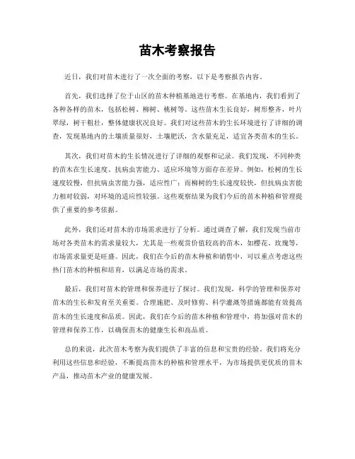 苗木考察报告
