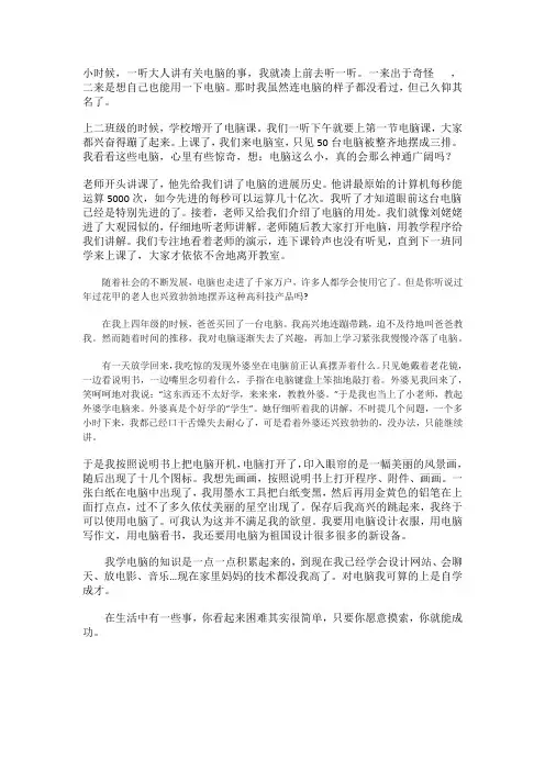 刚学电脑的作文