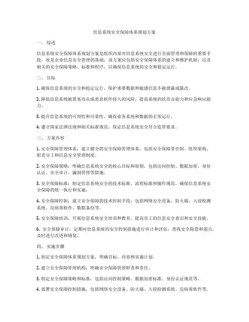 信息系统安全保障体系规划方案