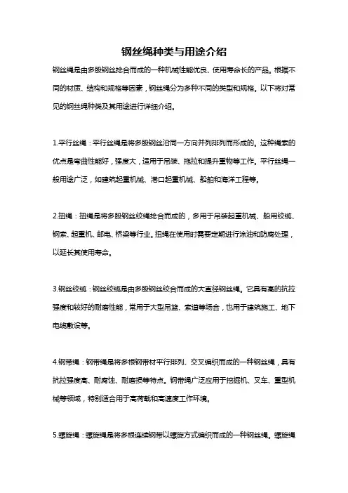 钢丝绳种类与用途介绍