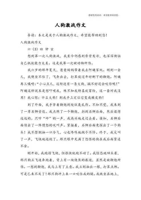 人狗激战作文