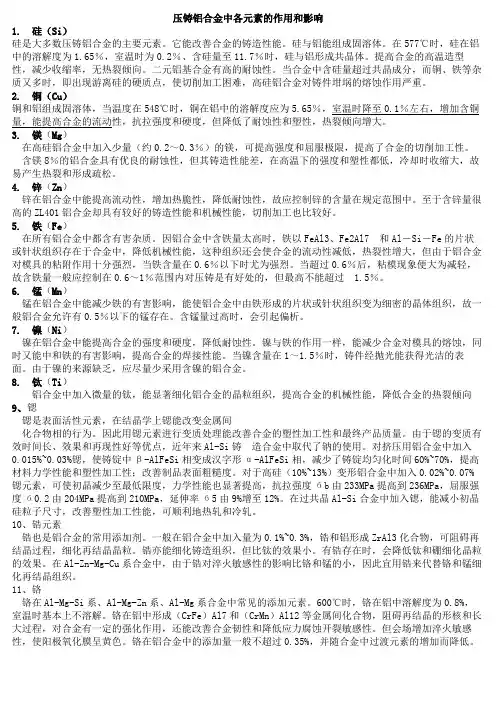 压铸铝合金中各元素的作用和影响