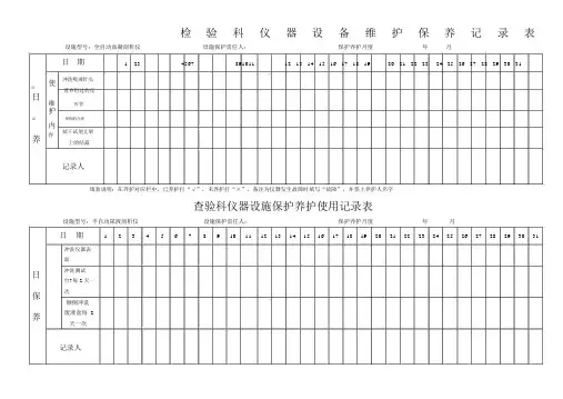 检验科仪器设备维护保养记录表