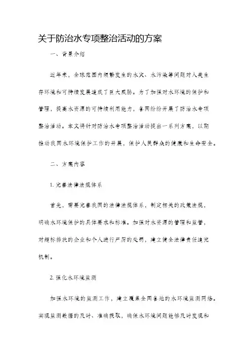 关于防治水专项整治活动的方案