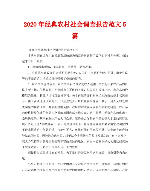 2020年经典农村社会调查报告范文5篇