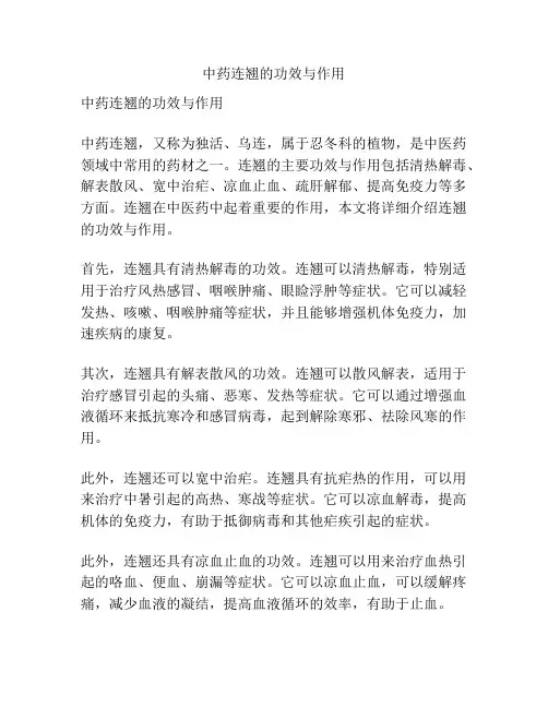 中药连翘的功效与作用