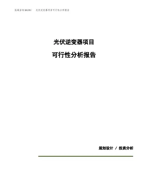 光伏逆变器项目可行性分析报告(模板参考范文)