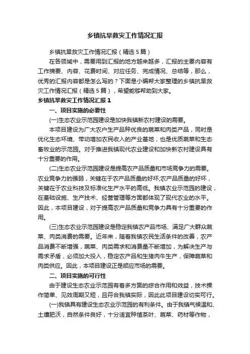 乡镇抗旱救灾工作情况汇报