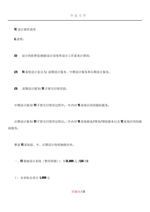 VI 设计报价清单