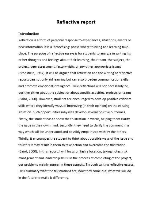 reflective report