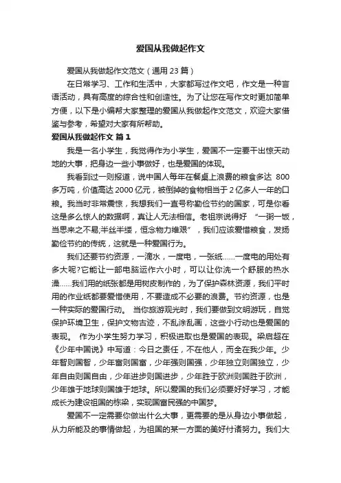 爱国从我做起作文范文（通用23篇）