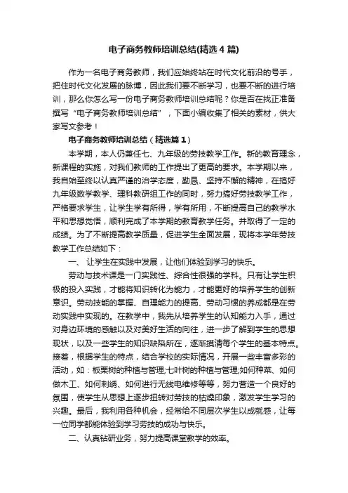电子商务教师培训总结（精选4篇）