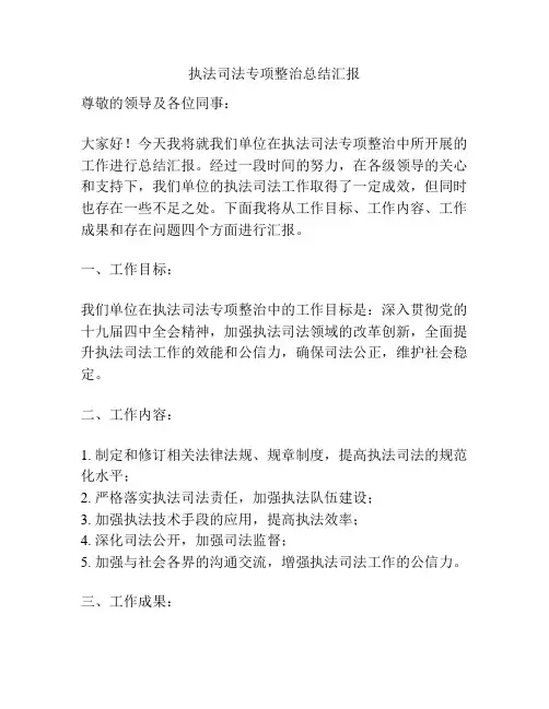 执法司法专项整治总结汇报