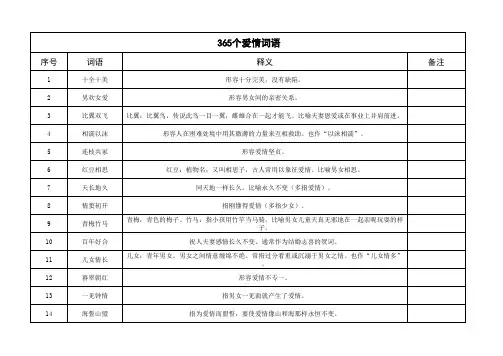 365个爱情词语