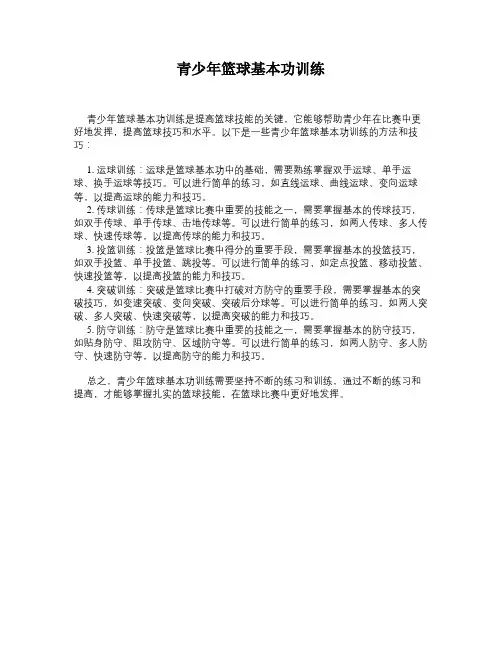 青少年篮球基本功训练