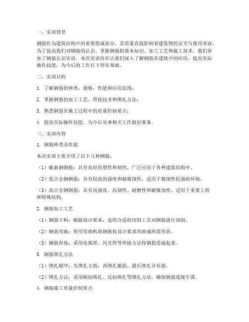 钢筋认识实训报告