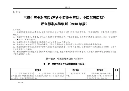 三级中医专科医院(不含中医骨伤医院、中医肛肠医院)评审标准实施细则.doc