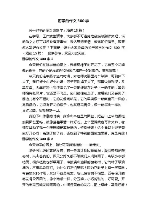 关于游学的作文300字（精选15篇）